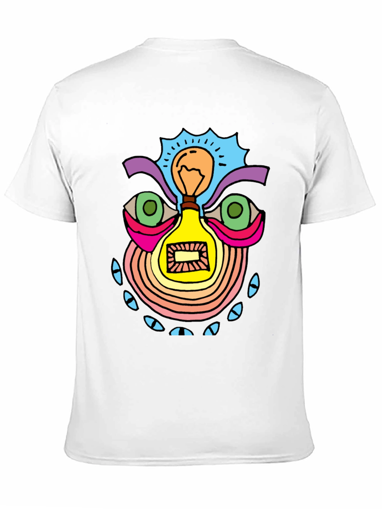Abstract Light Bulb Face Graphic Tee - Black