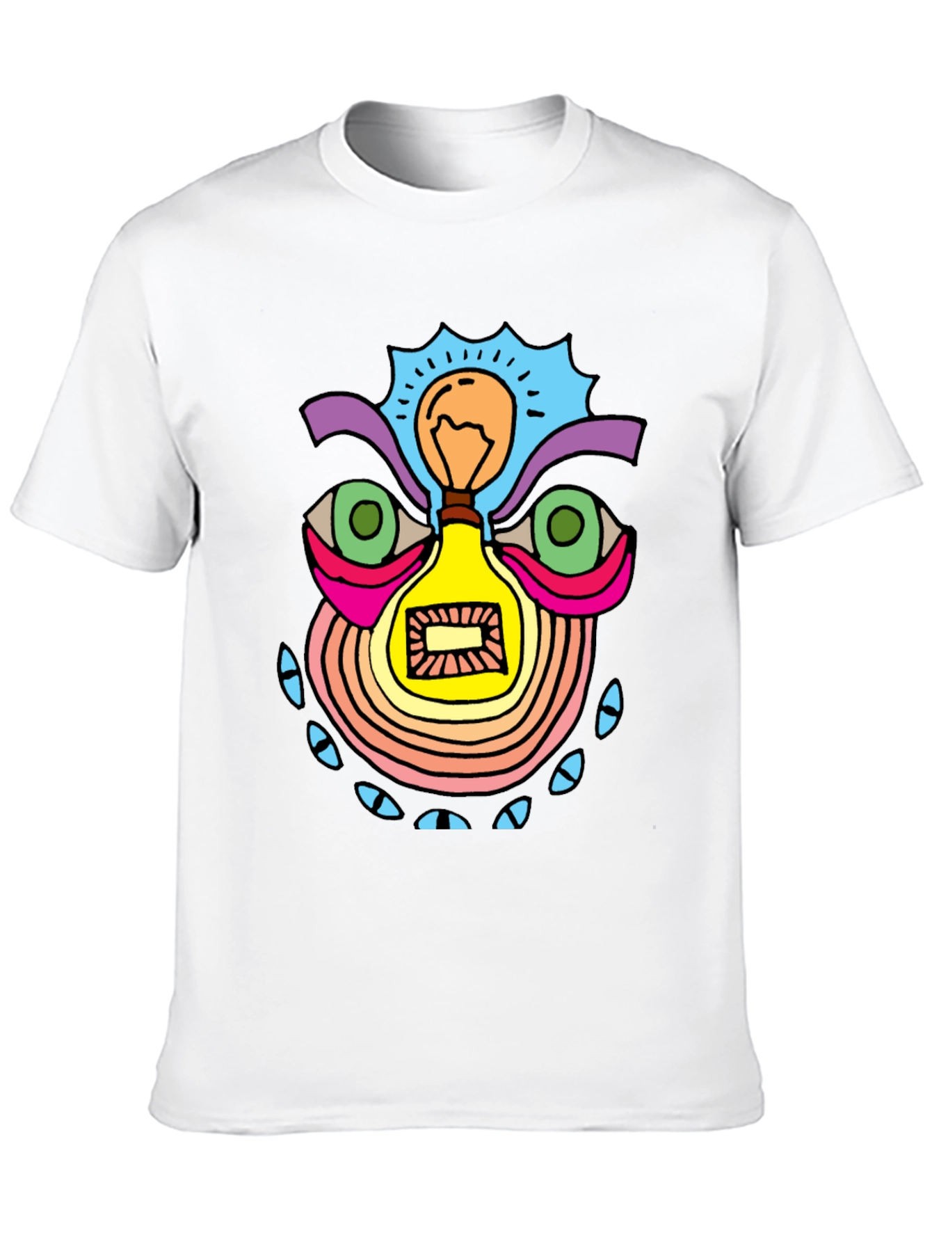 Abstract Light Bulb Face Graphic Tee - Black
