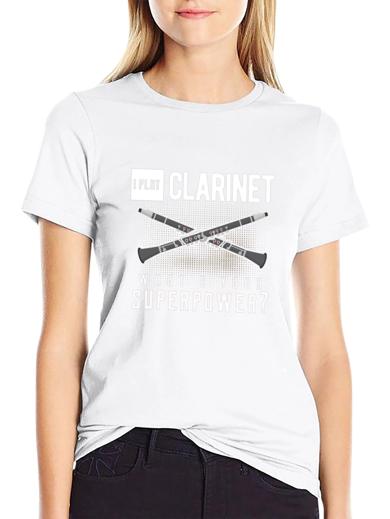I Play Clarinet Whats Your Superpower? Black T-Shirt