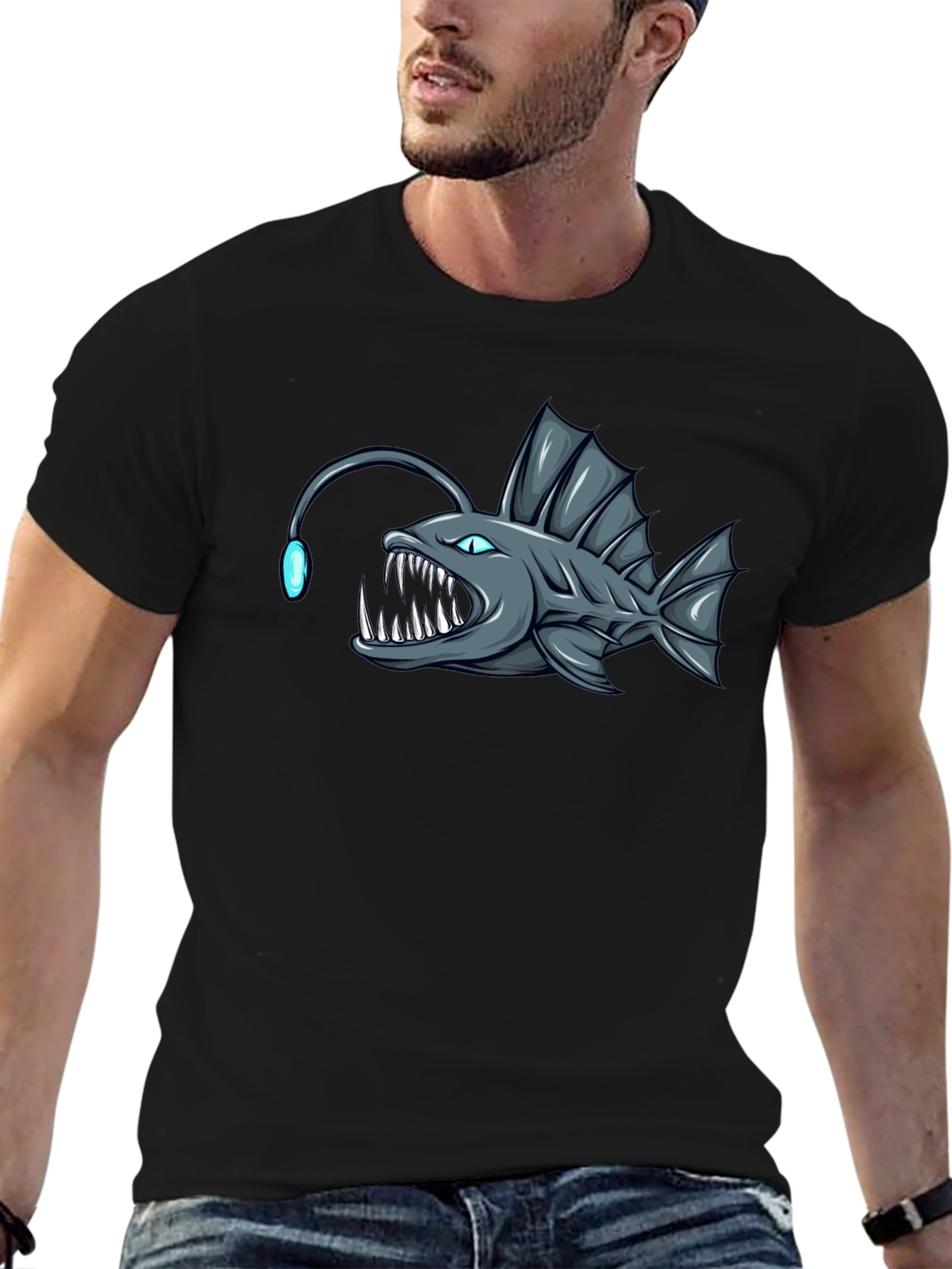 Angler Fish Graphic T-Shirt - Black