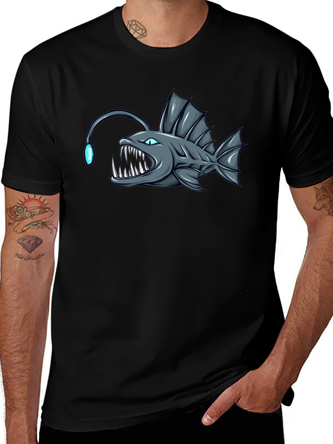 Angler Fish Graphic T-Shirt - Black