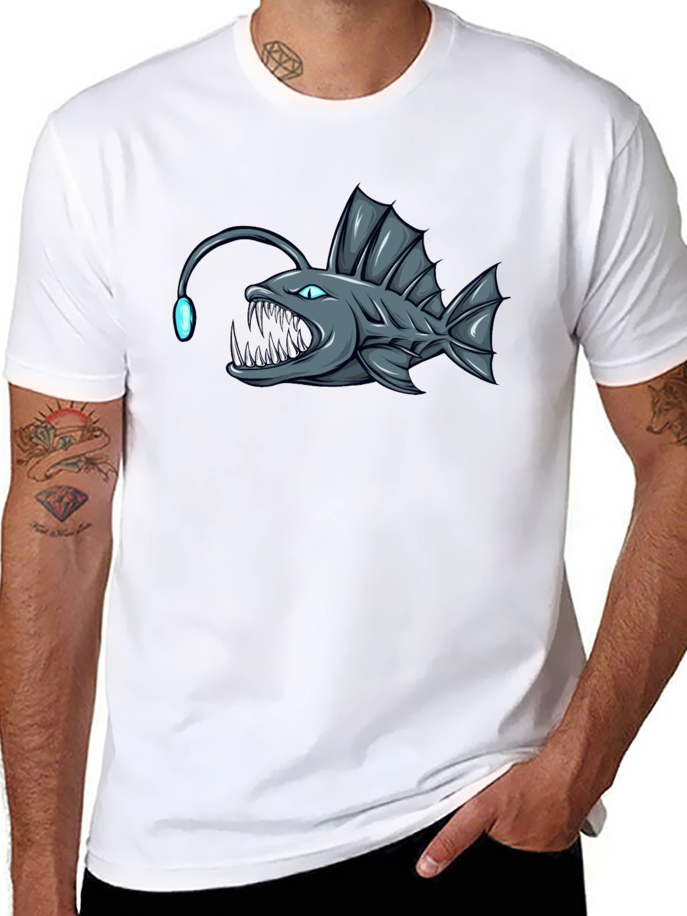 Angler Fish Graphic T-Shirt - Black
