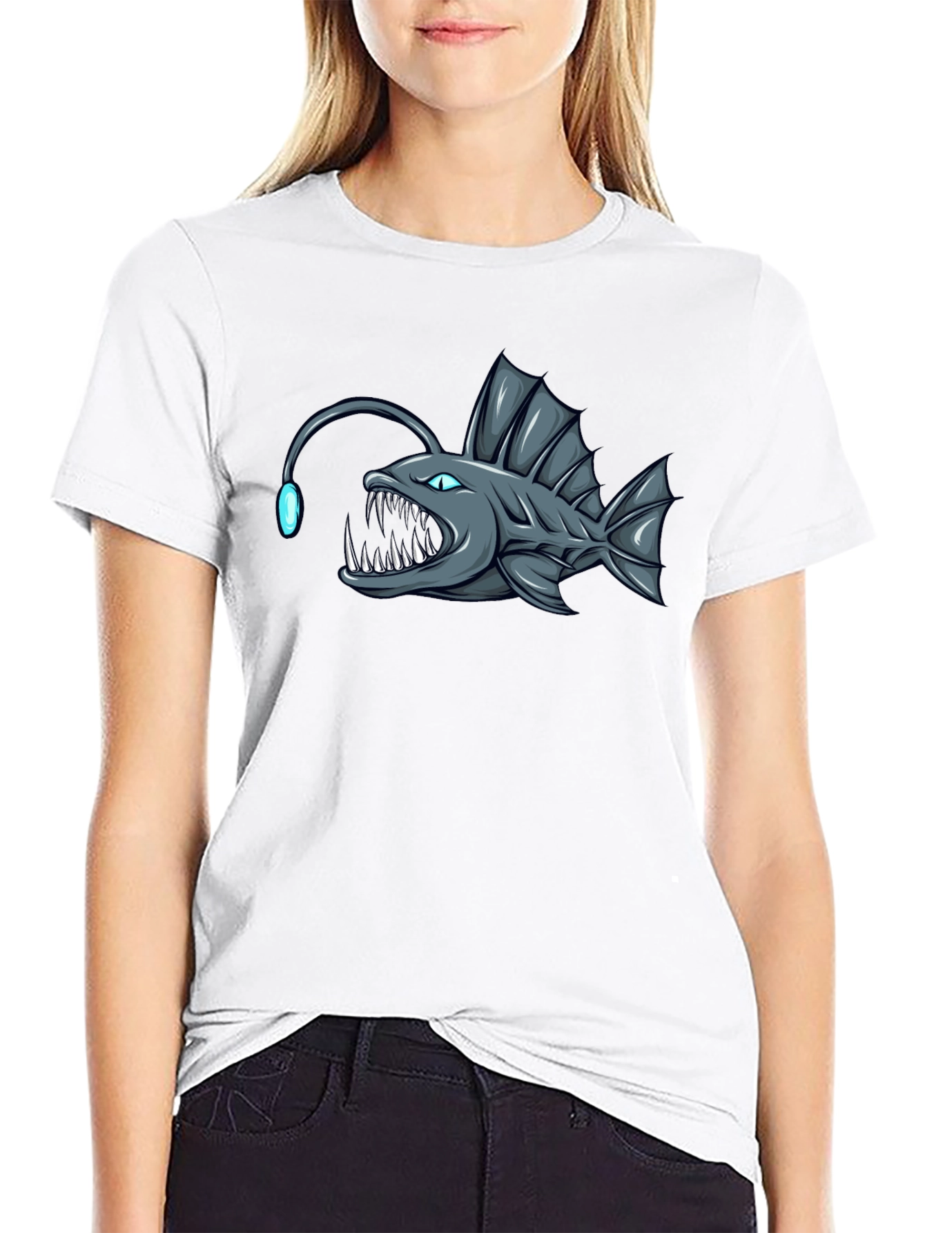 Angler Fish Graphic T-Shirt - Black