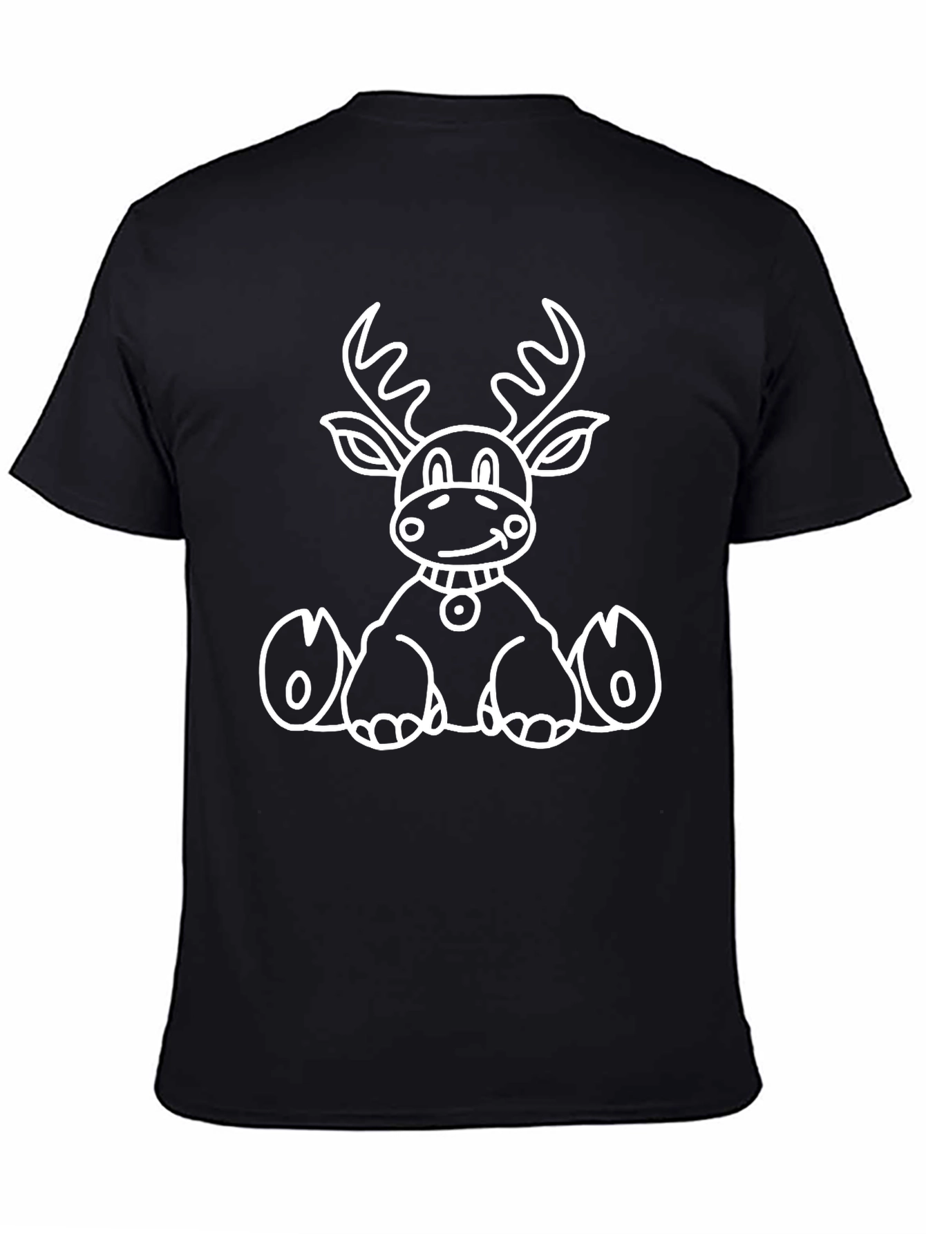 Cute Reindeer Graphic Tee - Black Unisex T-Shirt