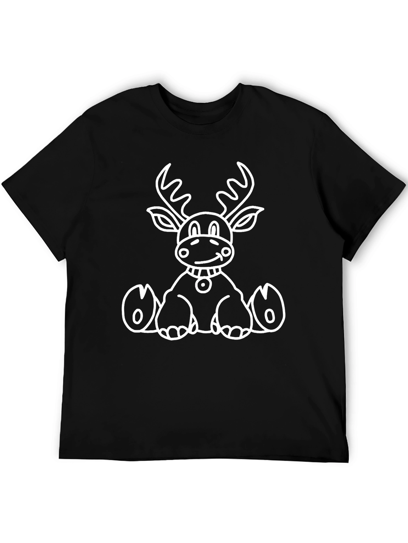 Cute Reindeer Graphic Tee - Black Unisex T-Shirt