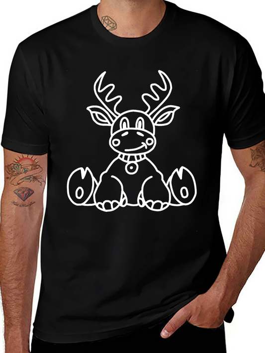 Cute Reindeer Graphic Tee - Black Unisex T-Shirt