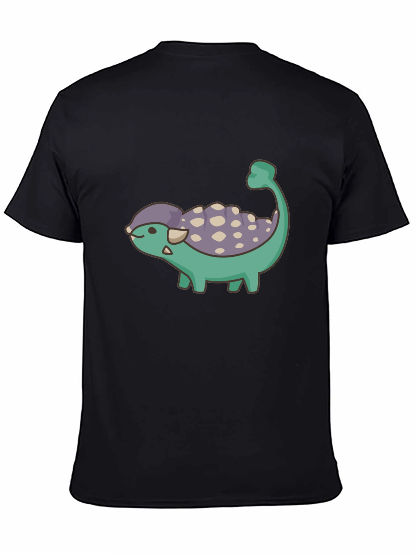 Cute Dinosaur Cartoon Black T-Shirt