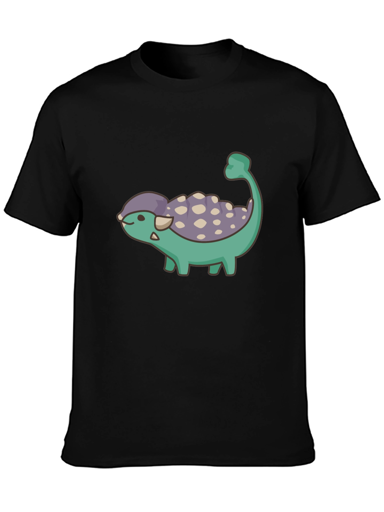 Cute Dinosaur Cartoon Black T-Shirt