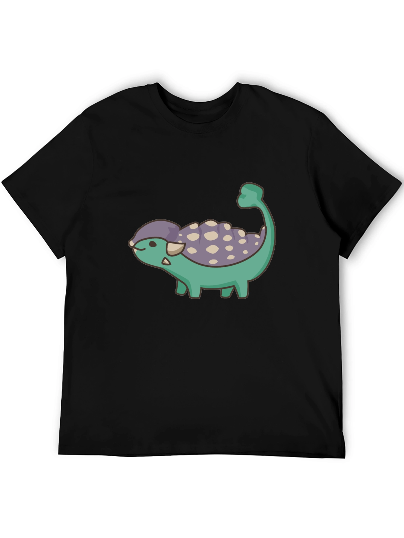 Cute Dinosaur Cartoon Black T-Shirt