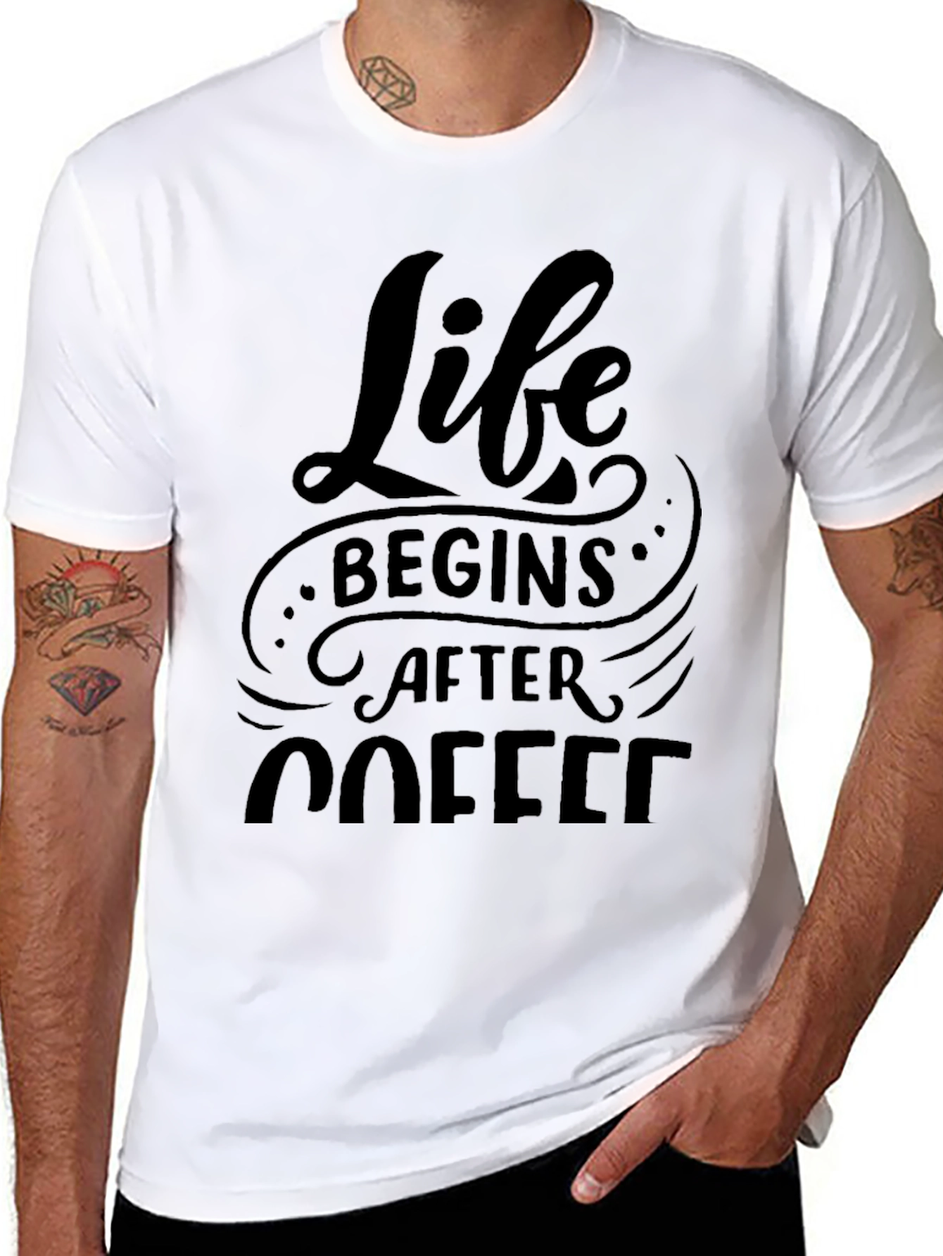 Life Begins After Coffee Black T-Shirt