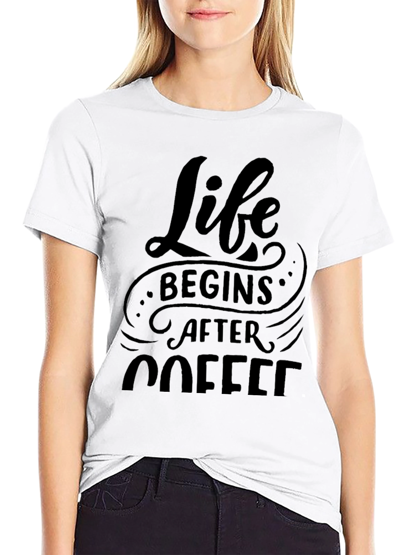 Life Begins After Coffee Black T-Shirt