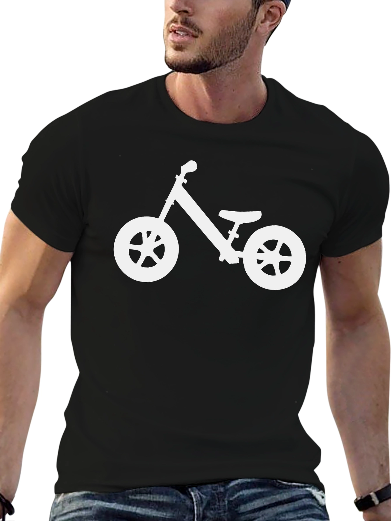 Black T-Shirt with Bike Graphic