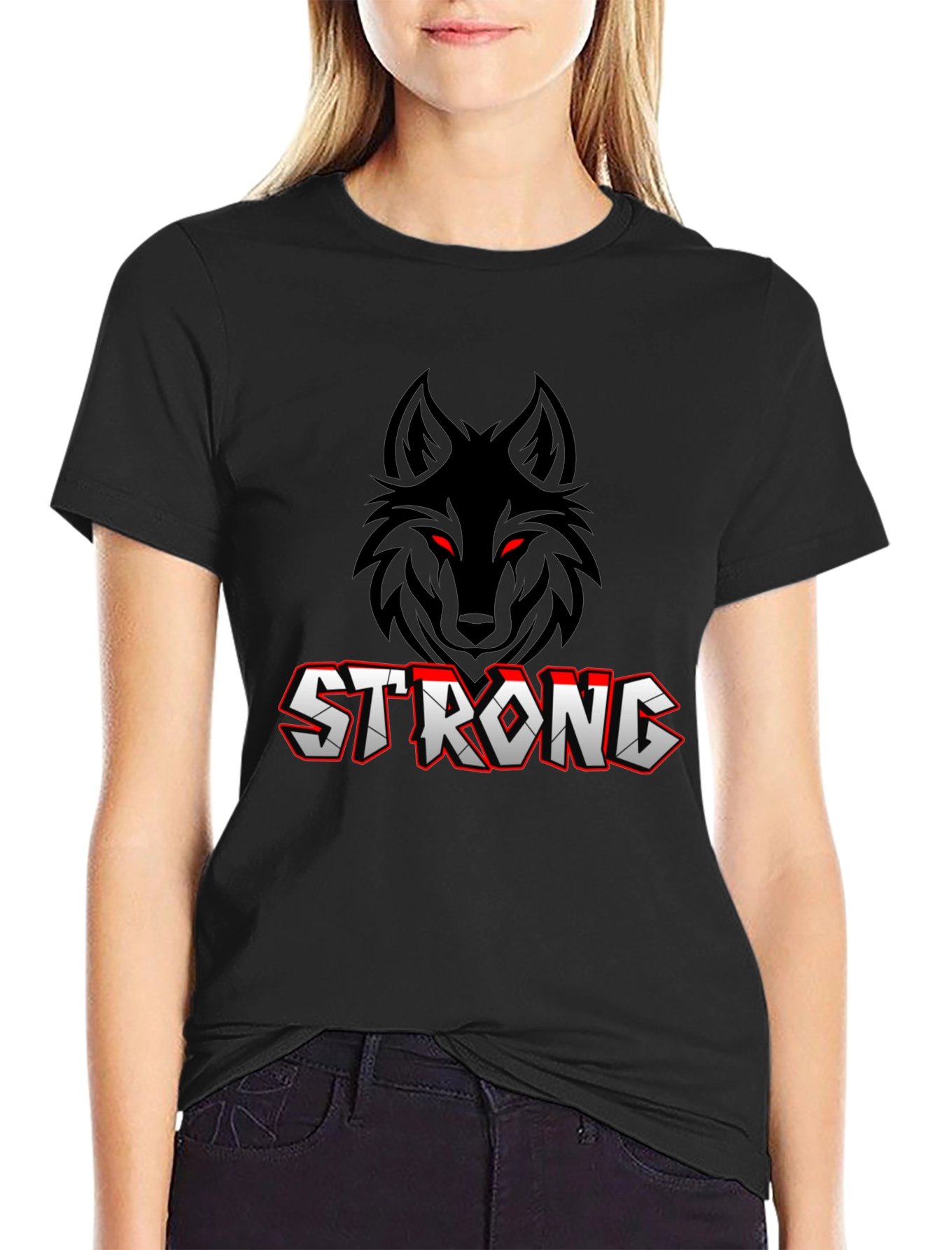 Strong Wolf Graphic T-Shirt - Black