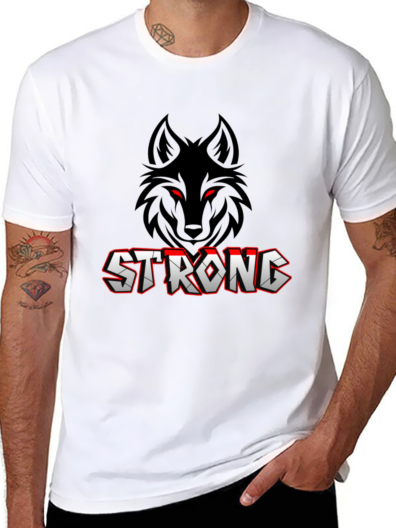Strong Wolf Graphic T-Shirt - Black