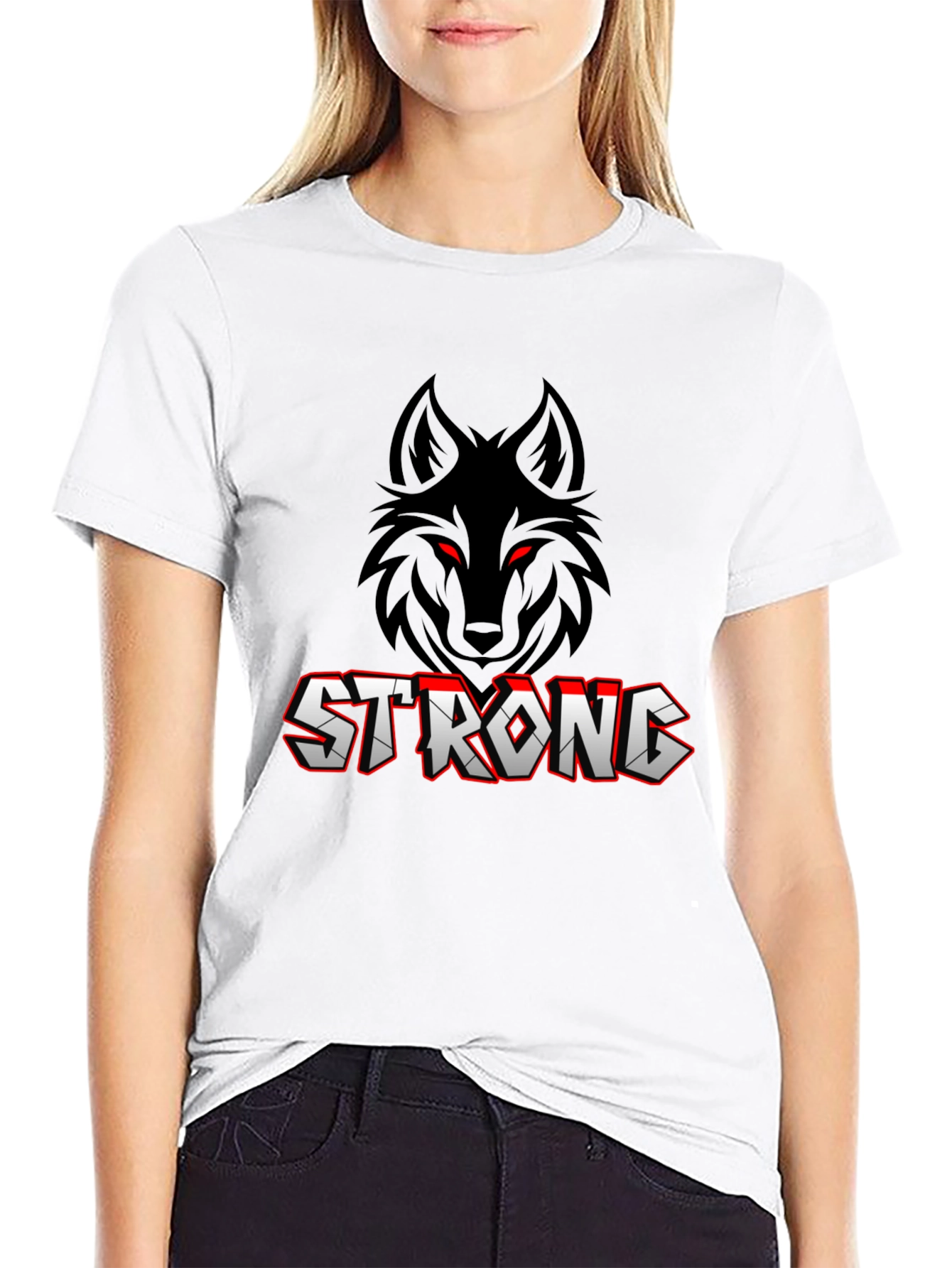 Strong Wolf Graphic T-Shirt - Black