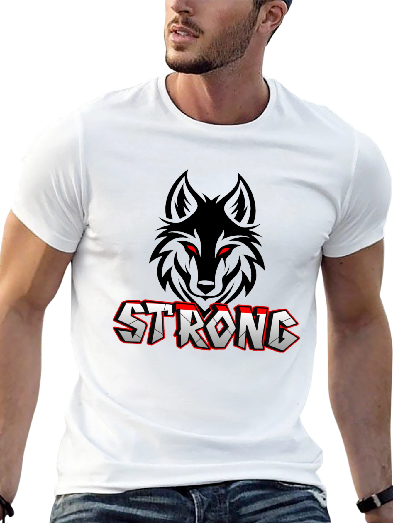 Strong Wolf Graphic T-Shirt - Black