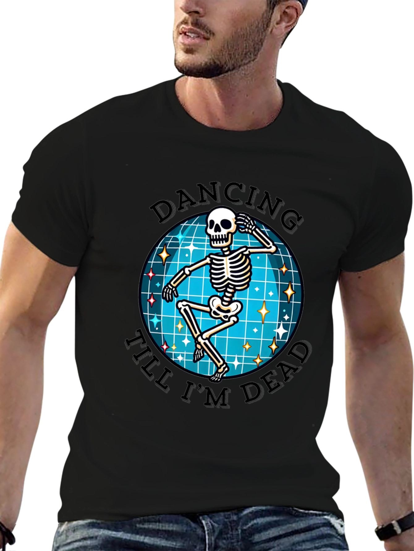 Dancing Skeleton Graphic Tee - Dance Till Youre Dead!
