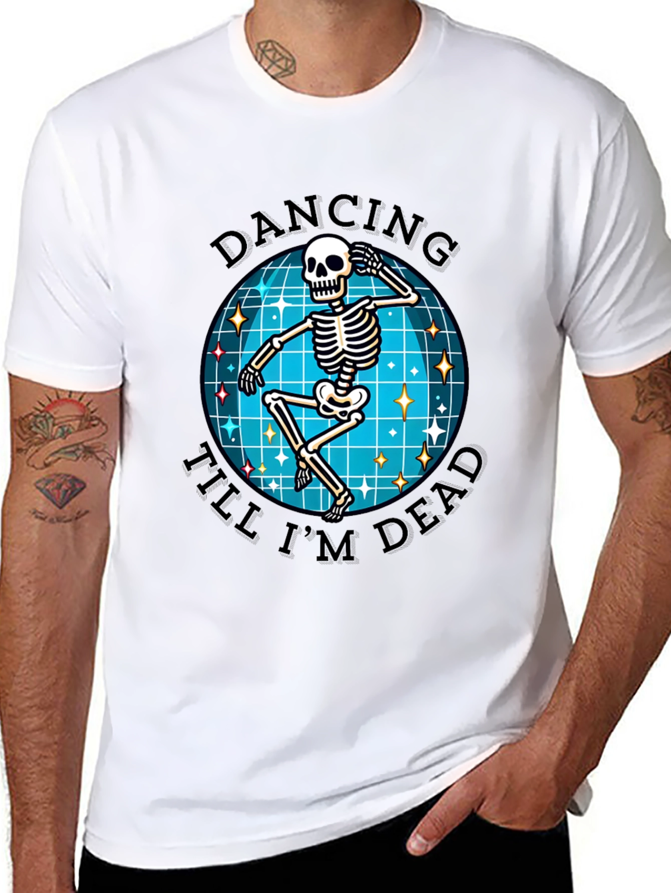 Dancing Skeleton Graphic Tee - Dance Till Youre Dead!