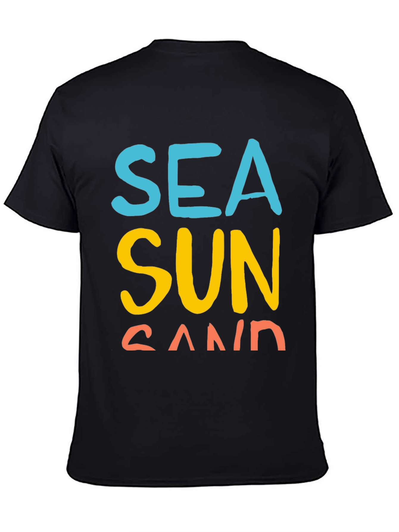 Sea Sun Sand Graphic T-Shirt - Black Casual Tee