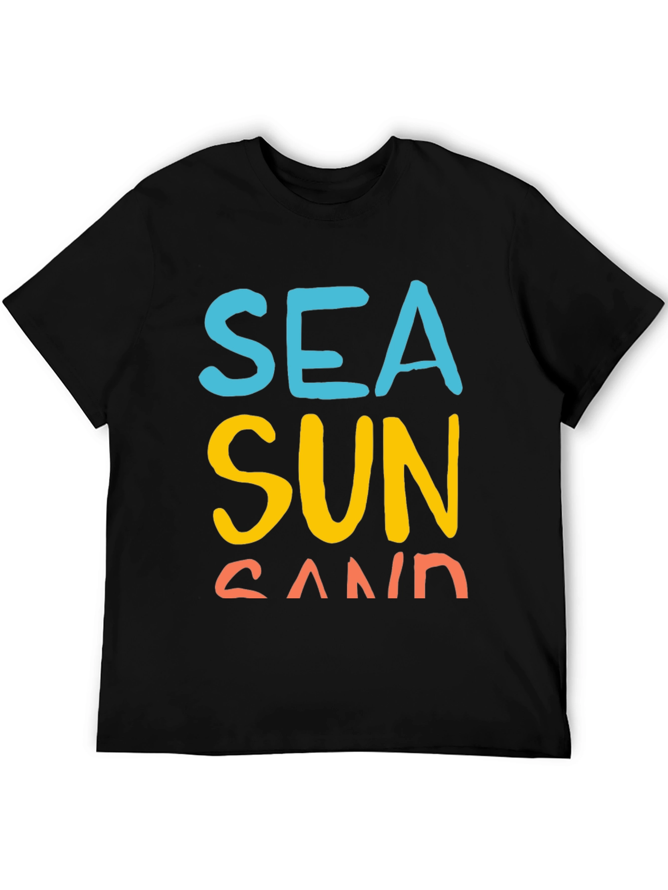Sea Sun Sand Graphic T-Shirt - Black Casual Tee