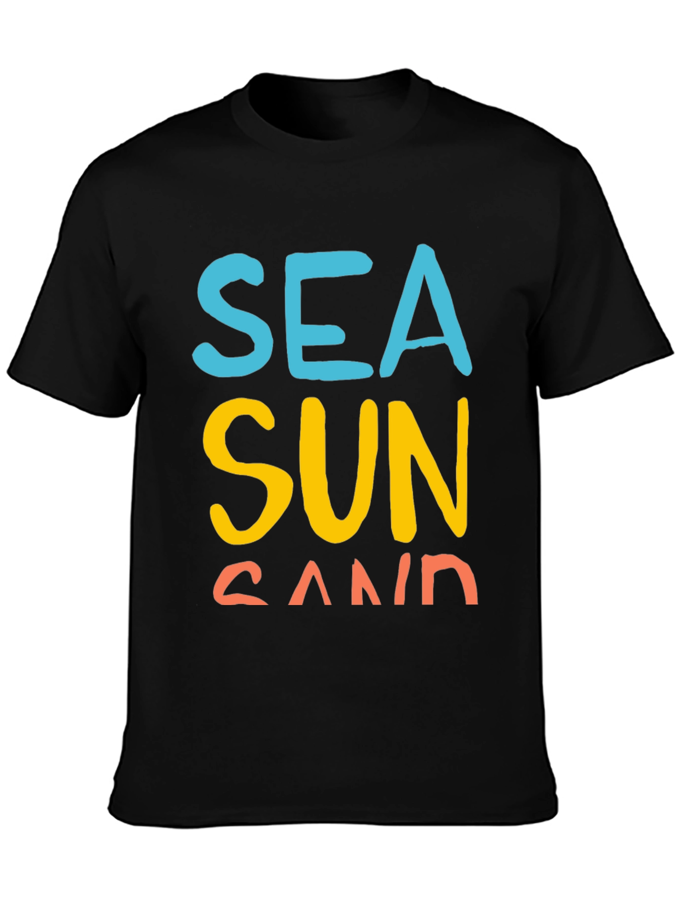 Sea Sun Sand Graphic T-Shirt - Black Casual Tee