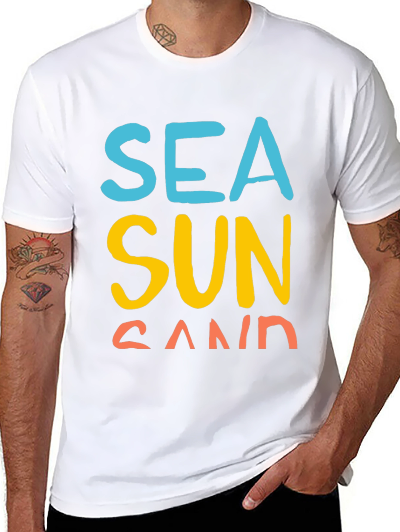 Sea Sun Sand Graphic T-Shirt - Black Casual Tee