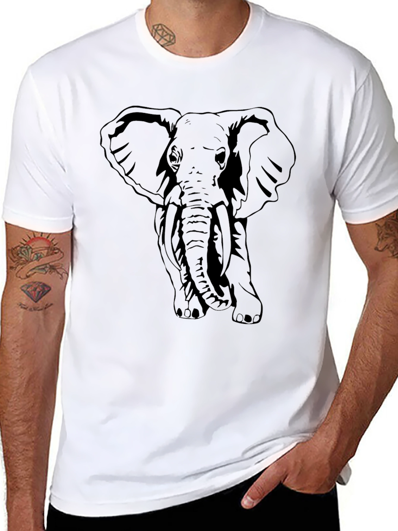 Elephant Graphic Tee - Black Casual Shirt
