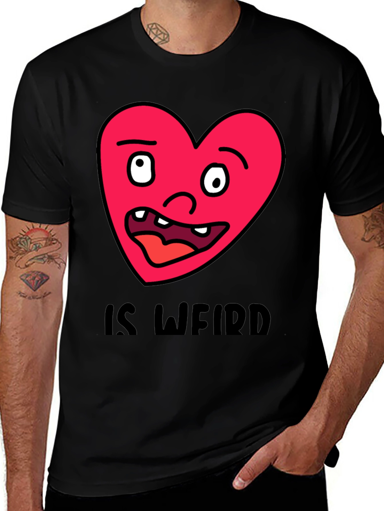 Funny Weird Heart Graphic T-Shirt