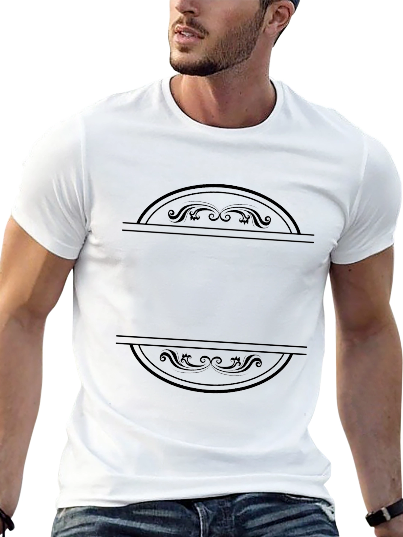Elegant Black T-Shirt with Decorative Graphic