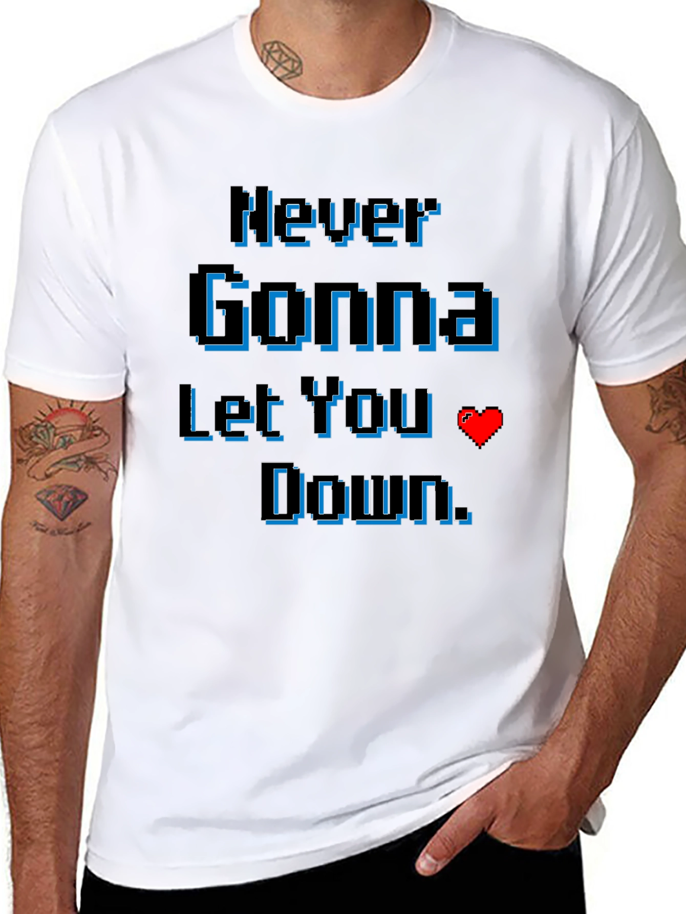 Never Gonna Let You Down Retro Pixel Tee