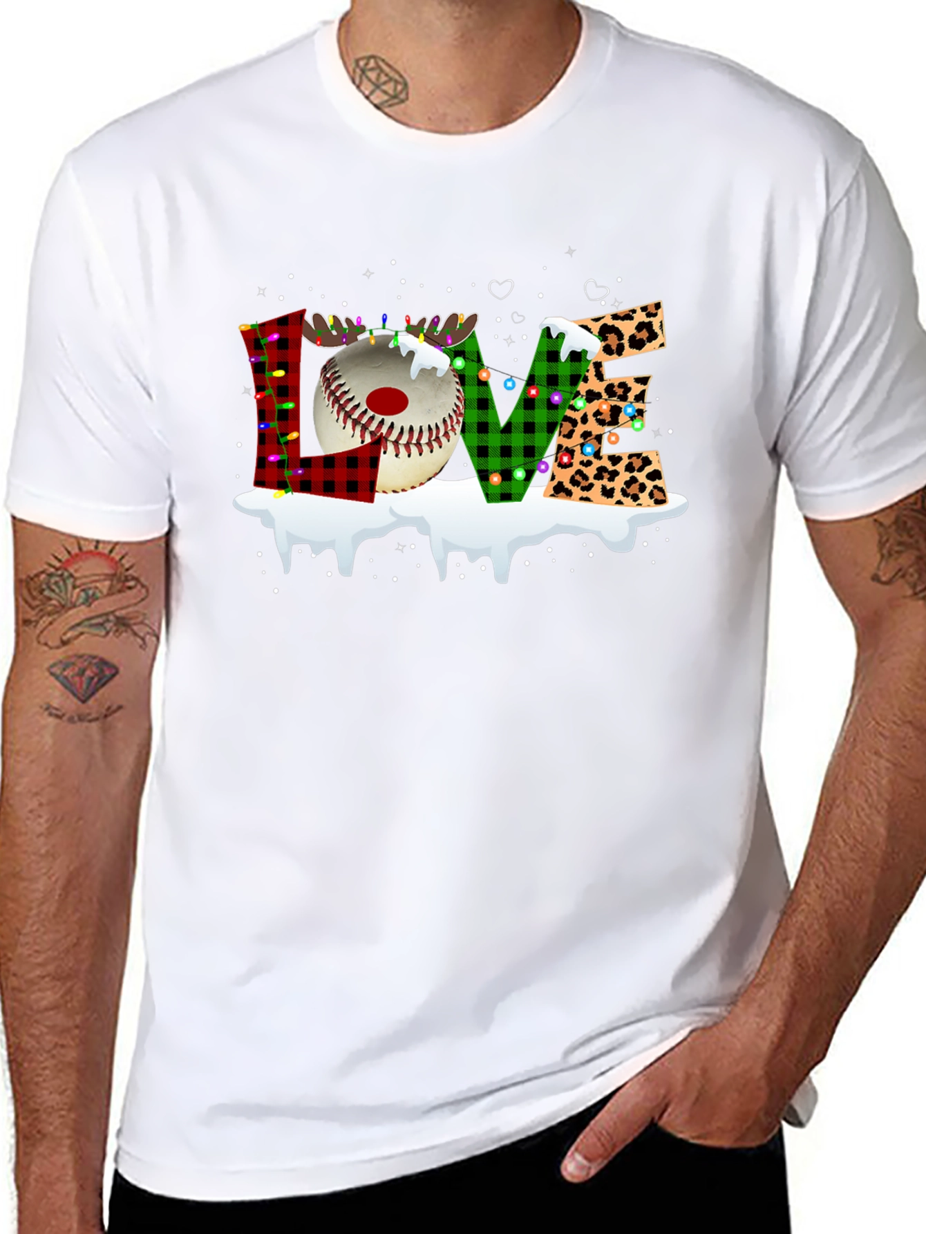 Festive LOVE Baseball Christmas T-Shirt