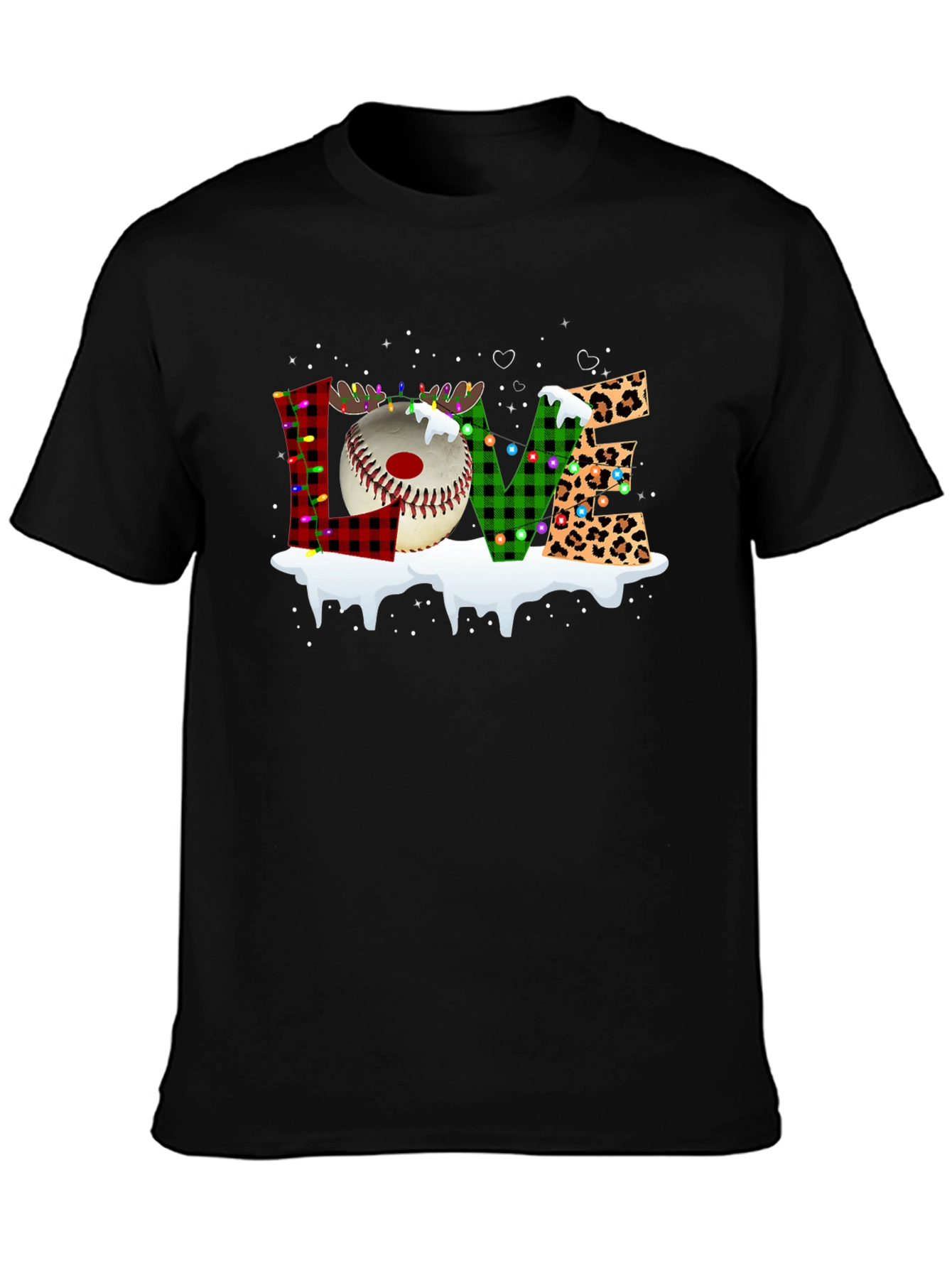 Festive LOVE Baseball Christmas T-Shirt
