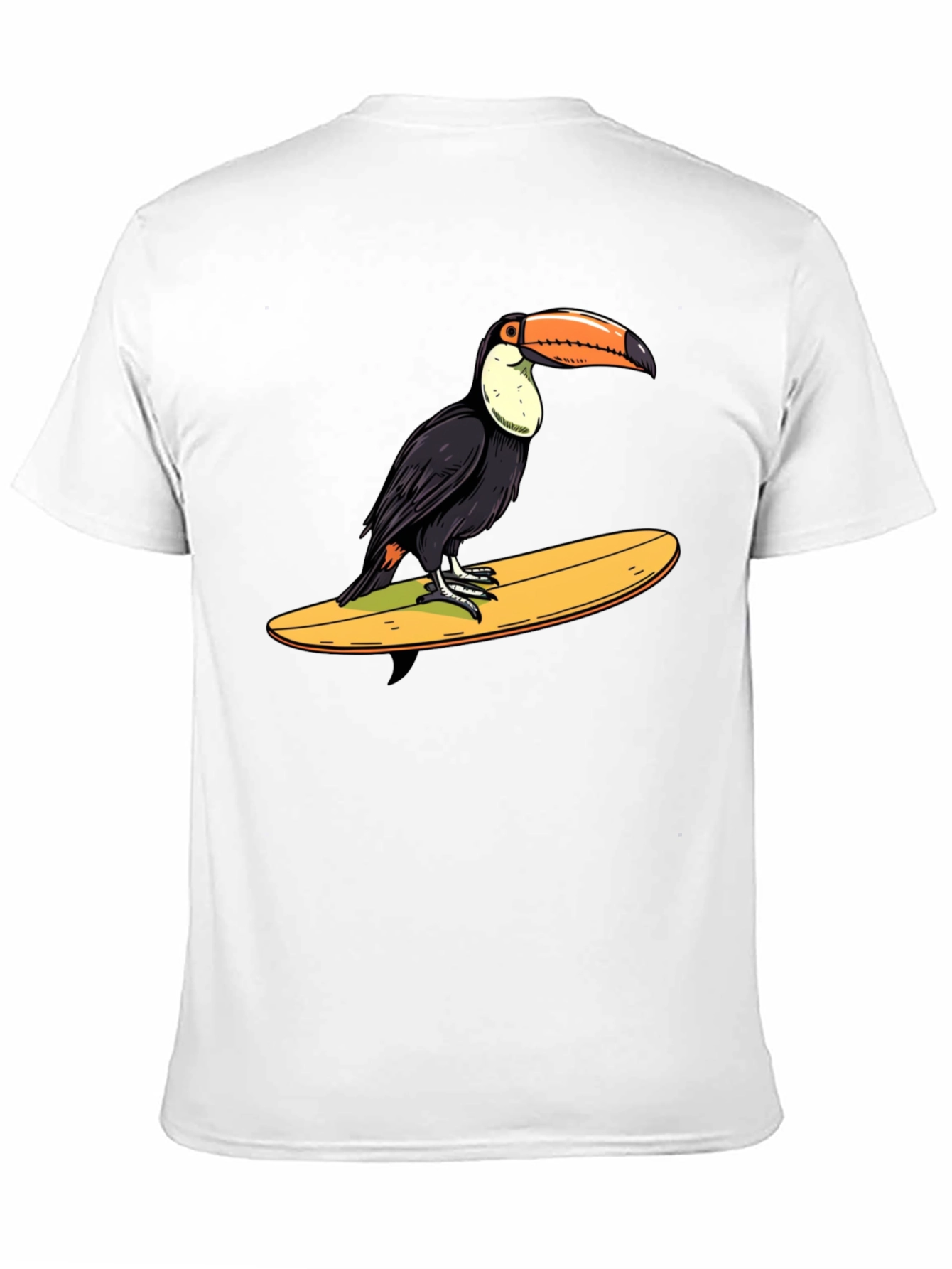Toucan Surfing Graphic Tee - Black Cotton T-Shirt