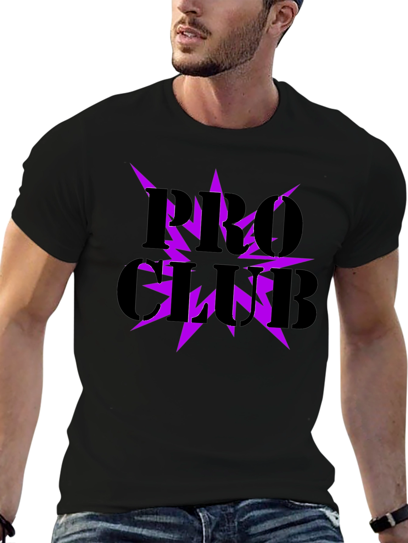 Pro Club Graphic Tee - Black with Purple Lightning
