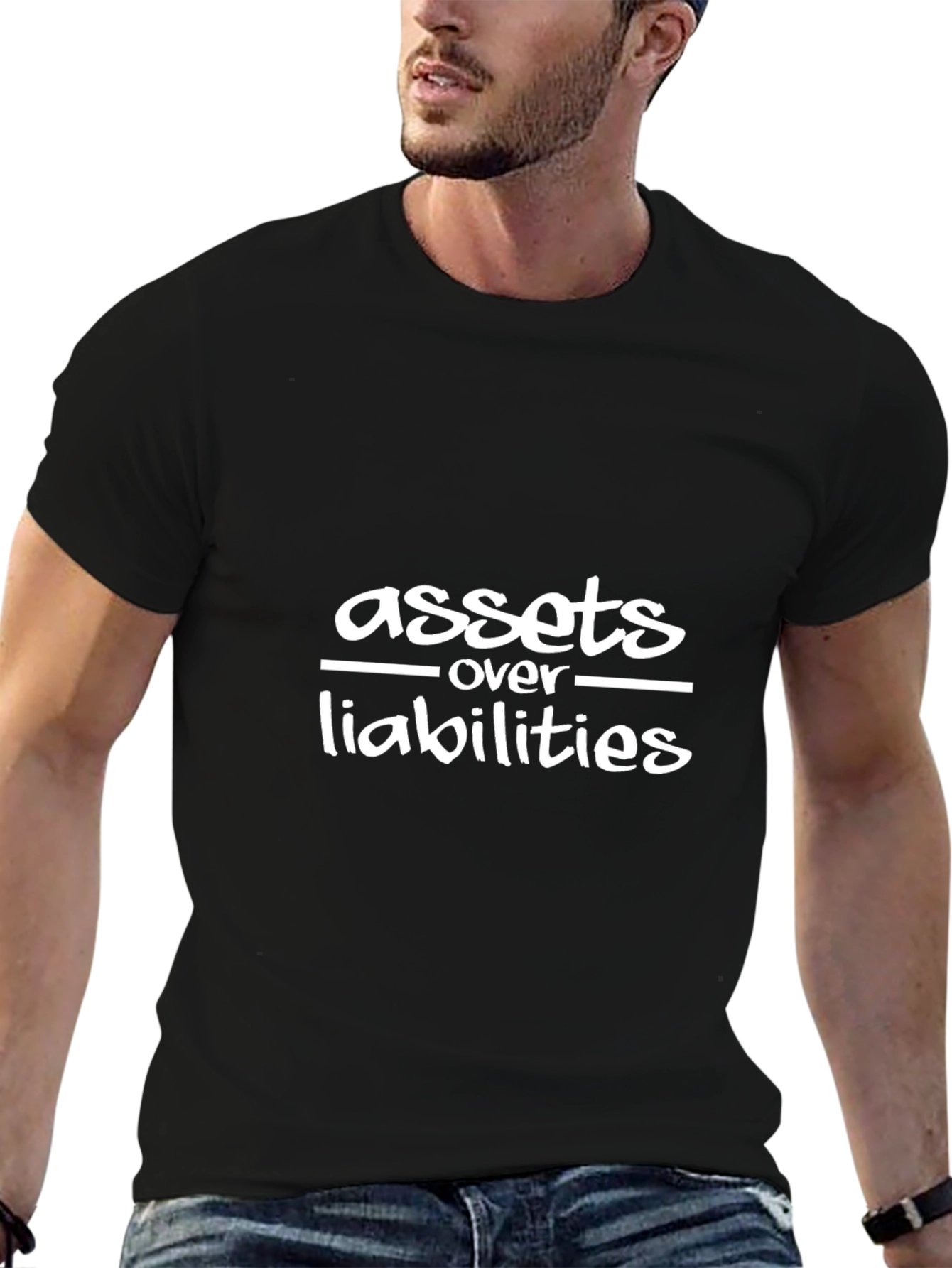Assets Over Liabilities Black T-Shirt