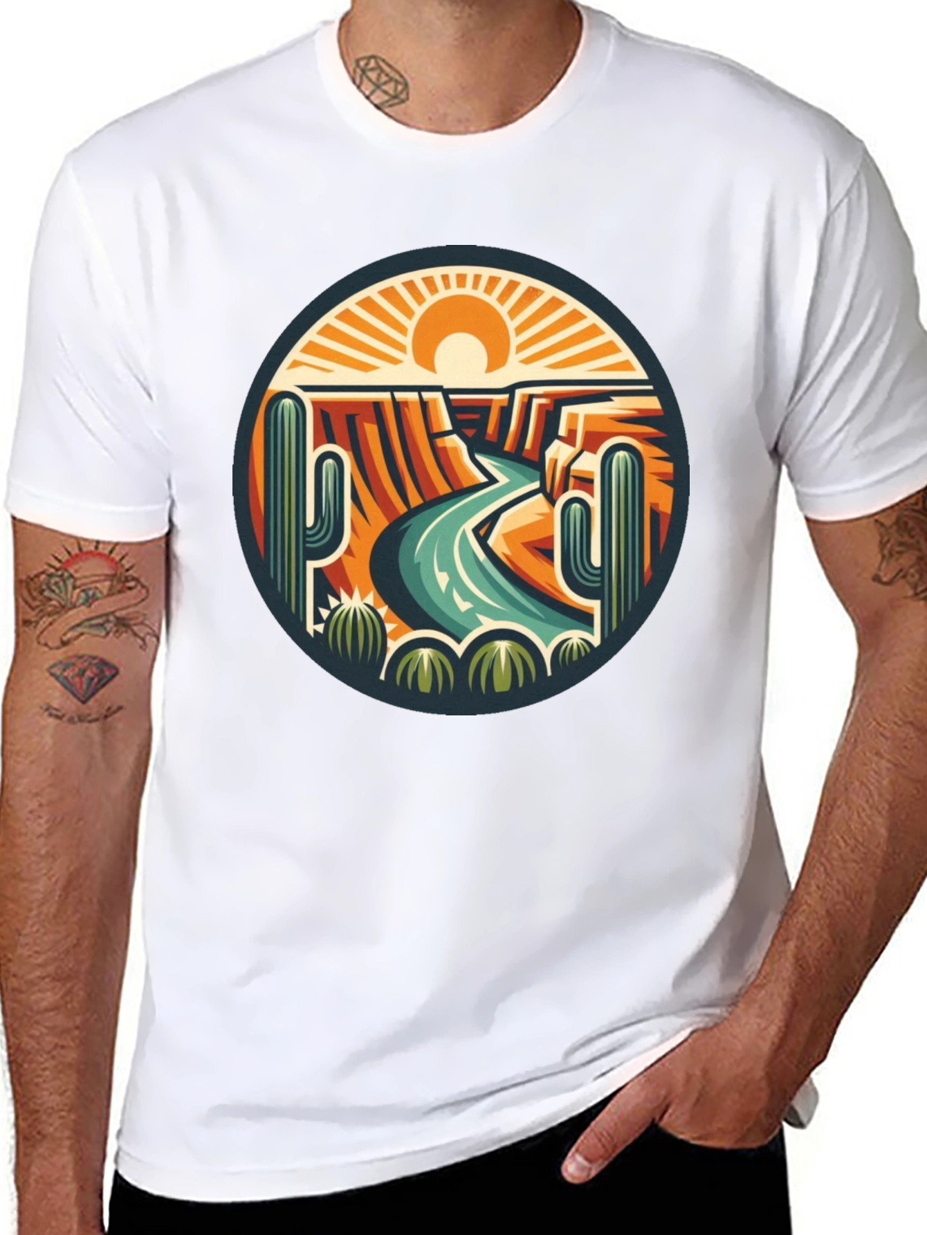 Desert Landscape Graphic Tee - Black