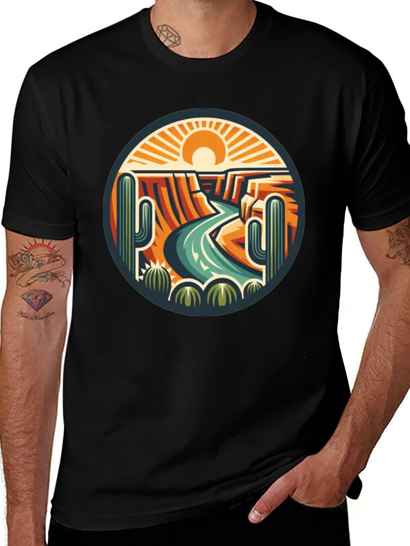 Desert Landscape Graphic Tee - Black