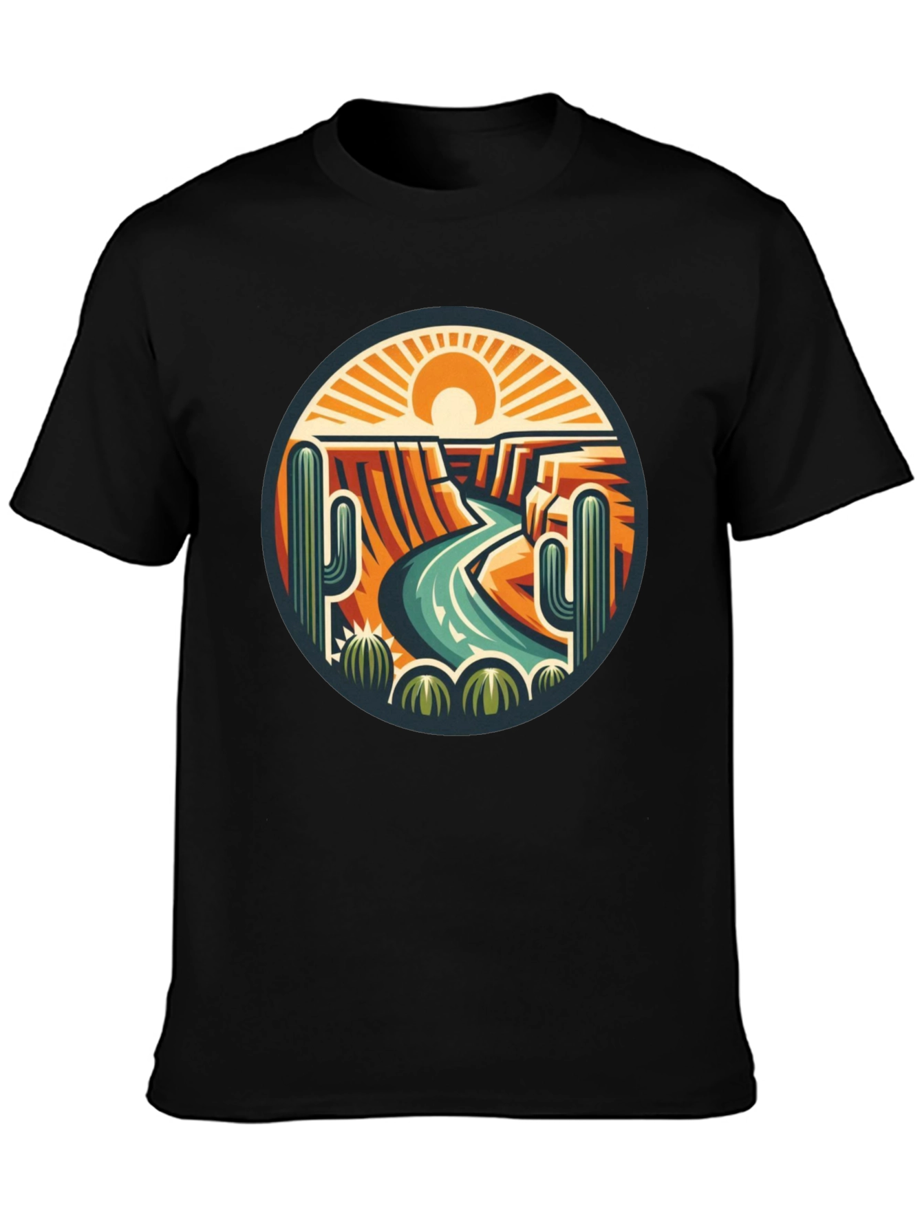 Desert Landscape Graphic Tee - Black