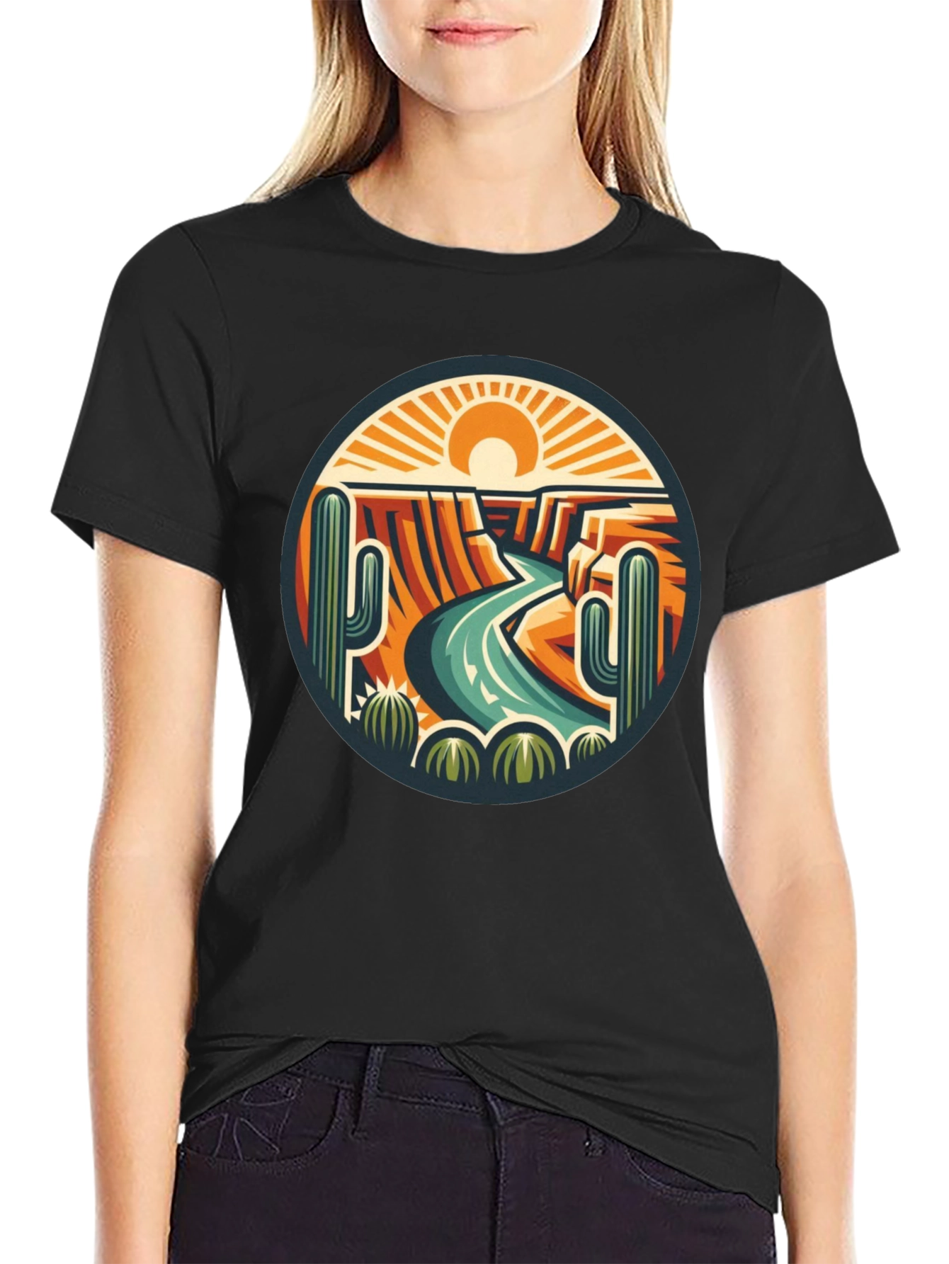 Desert Landscape Graphic Tee - Black
