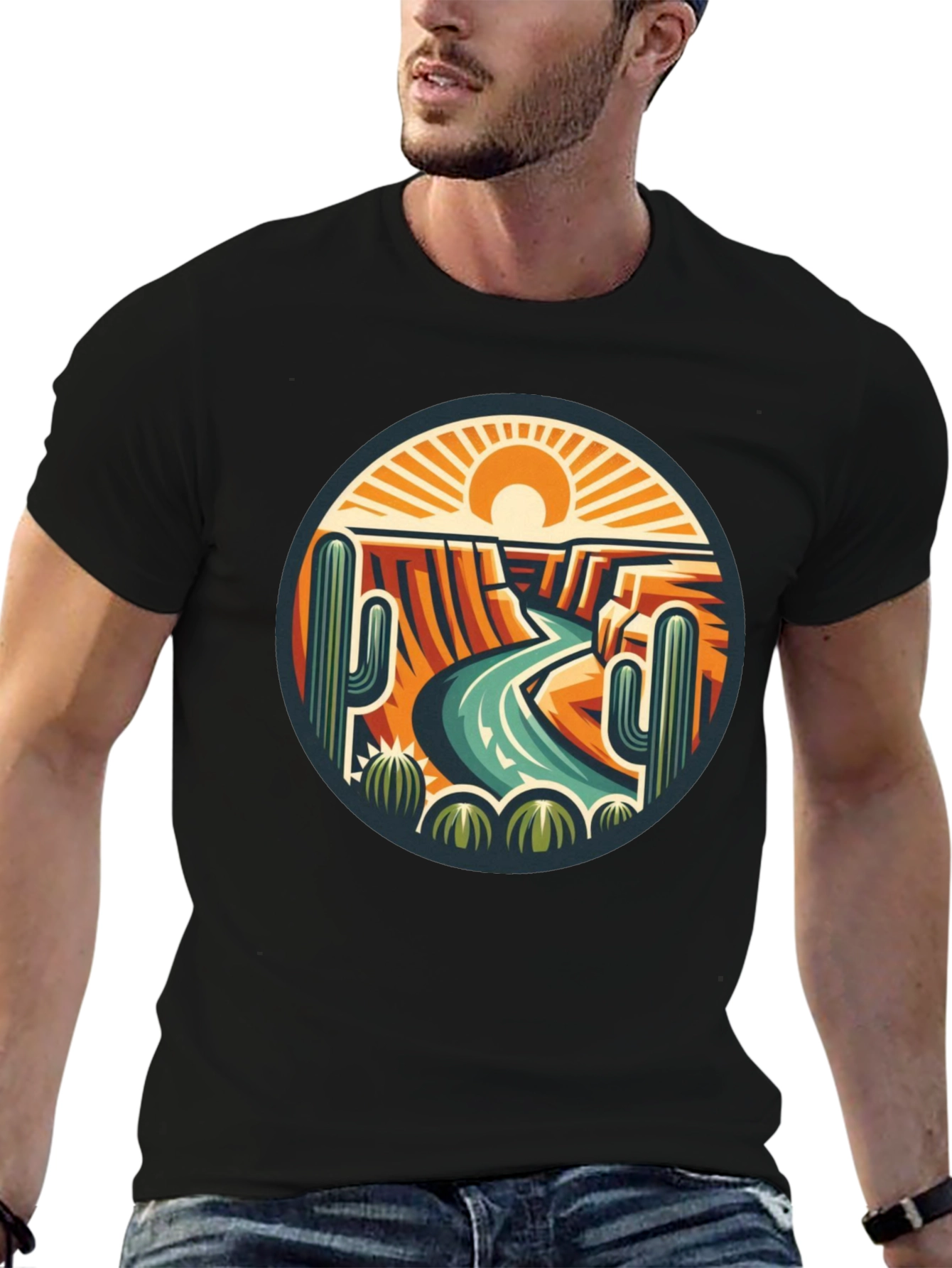 Desert Landscape Graphic Tee - Black