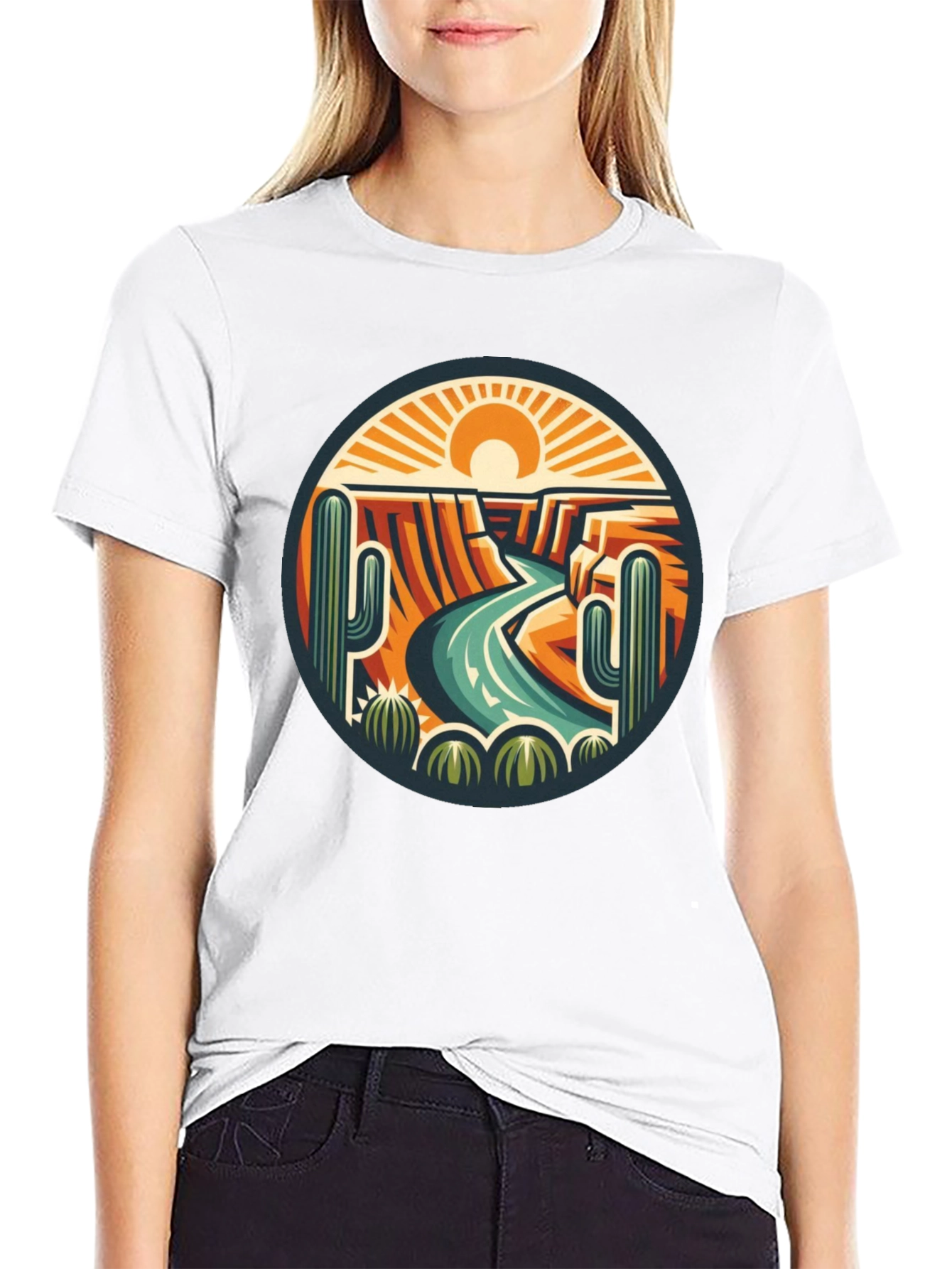 Desert Landscape Graphic Tee - Black