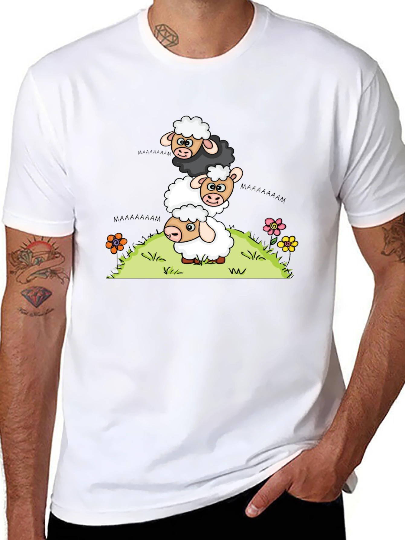 Stacked Sheep Cartoon T-Shirt