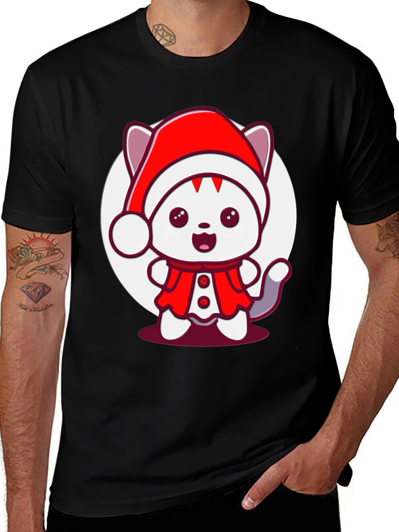 Festive Cat T-Shirt - Holiday Cheer