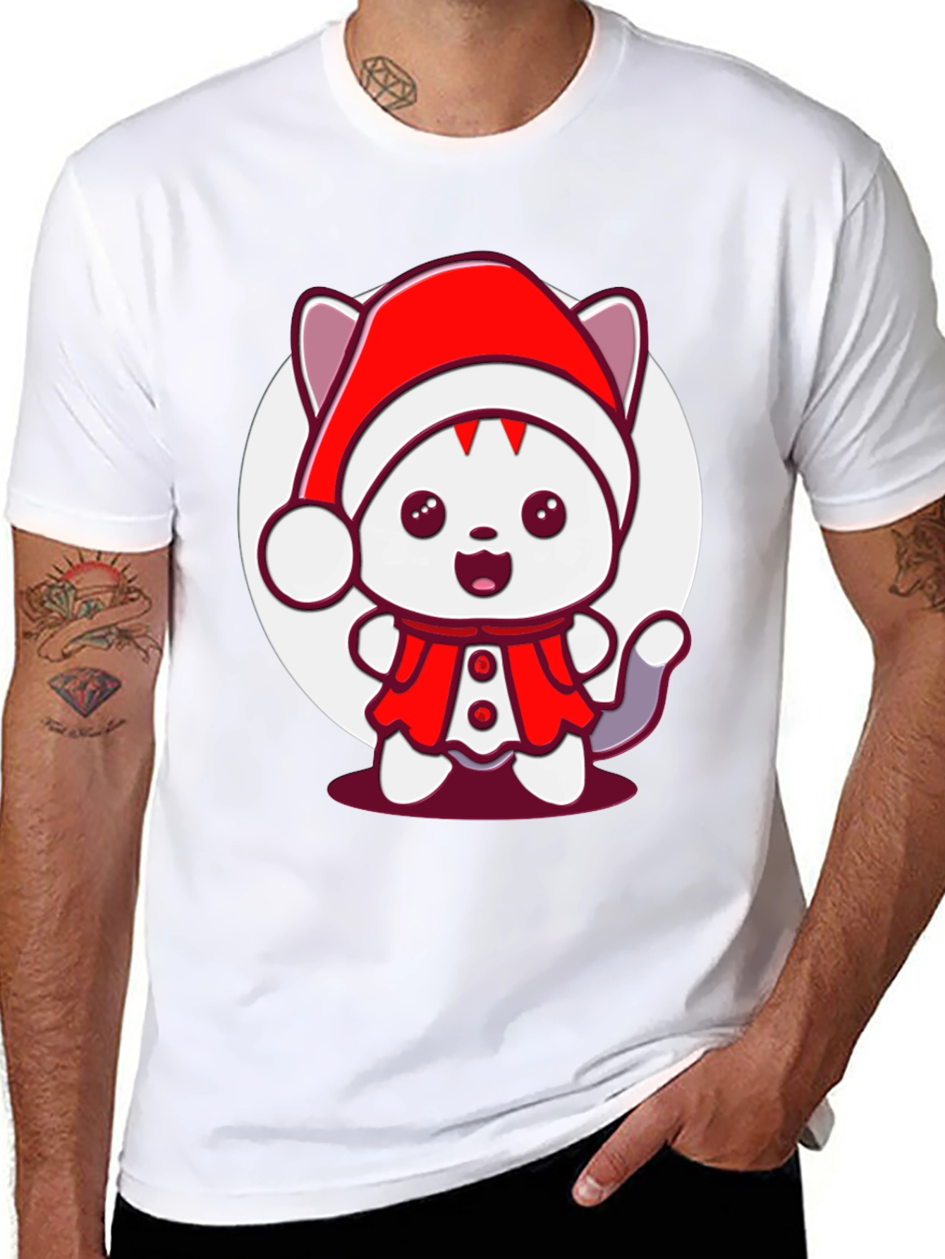 Festive Cat T-Shirt - Holiday Cheer