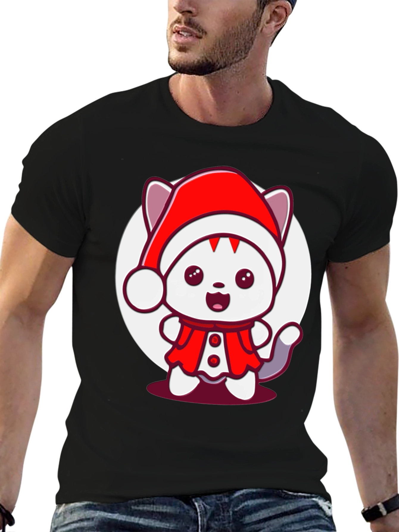Festive Cat T-Shirt - Holiday Cheer