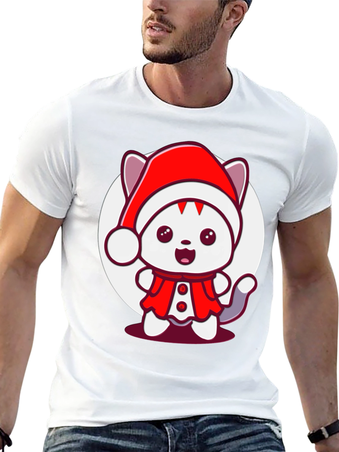 Festive Cat T-Shirt - Holiday Cheer