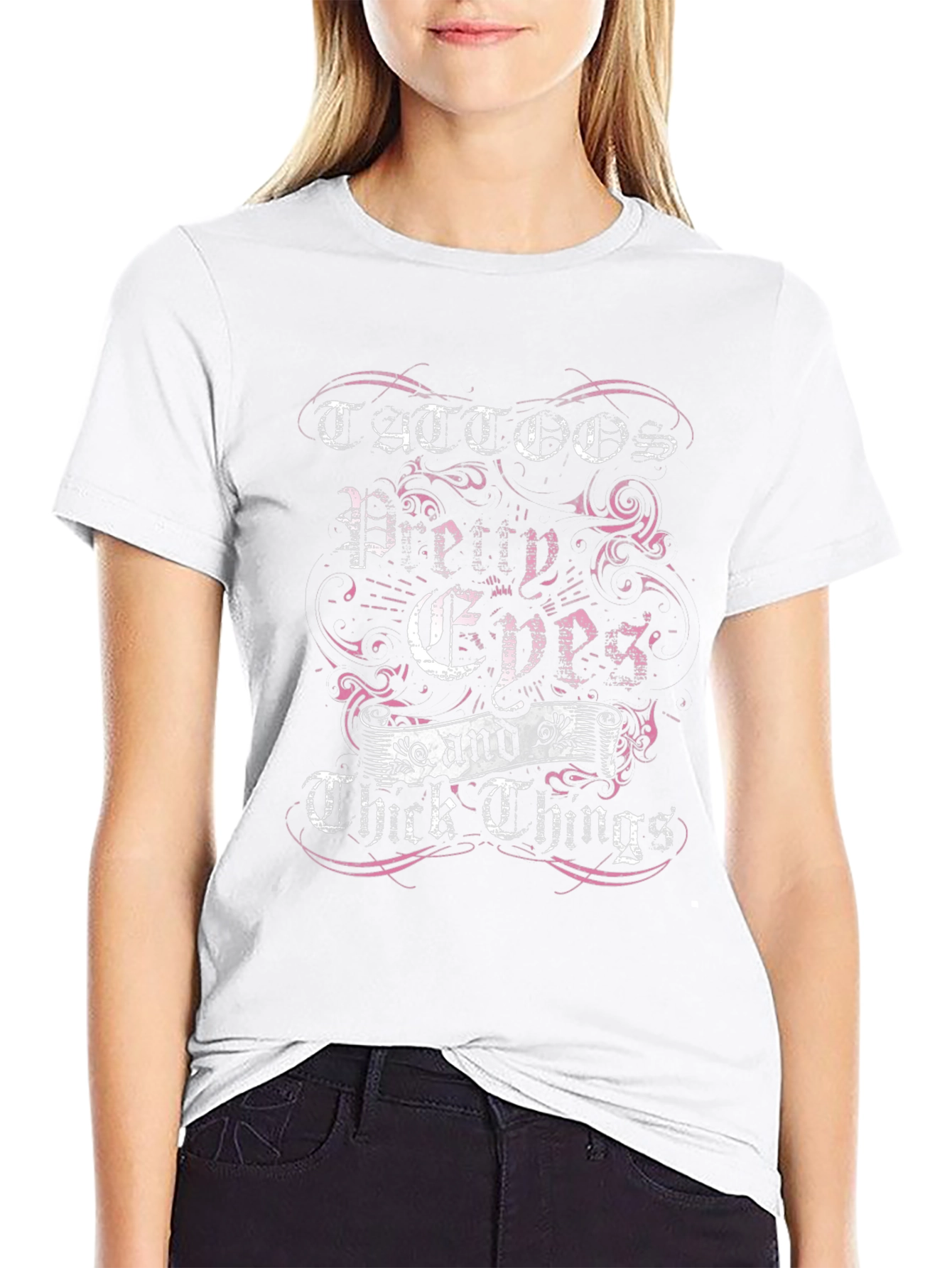 Tattoos Pretty Eyes & Thick Things Black Graphic Tee