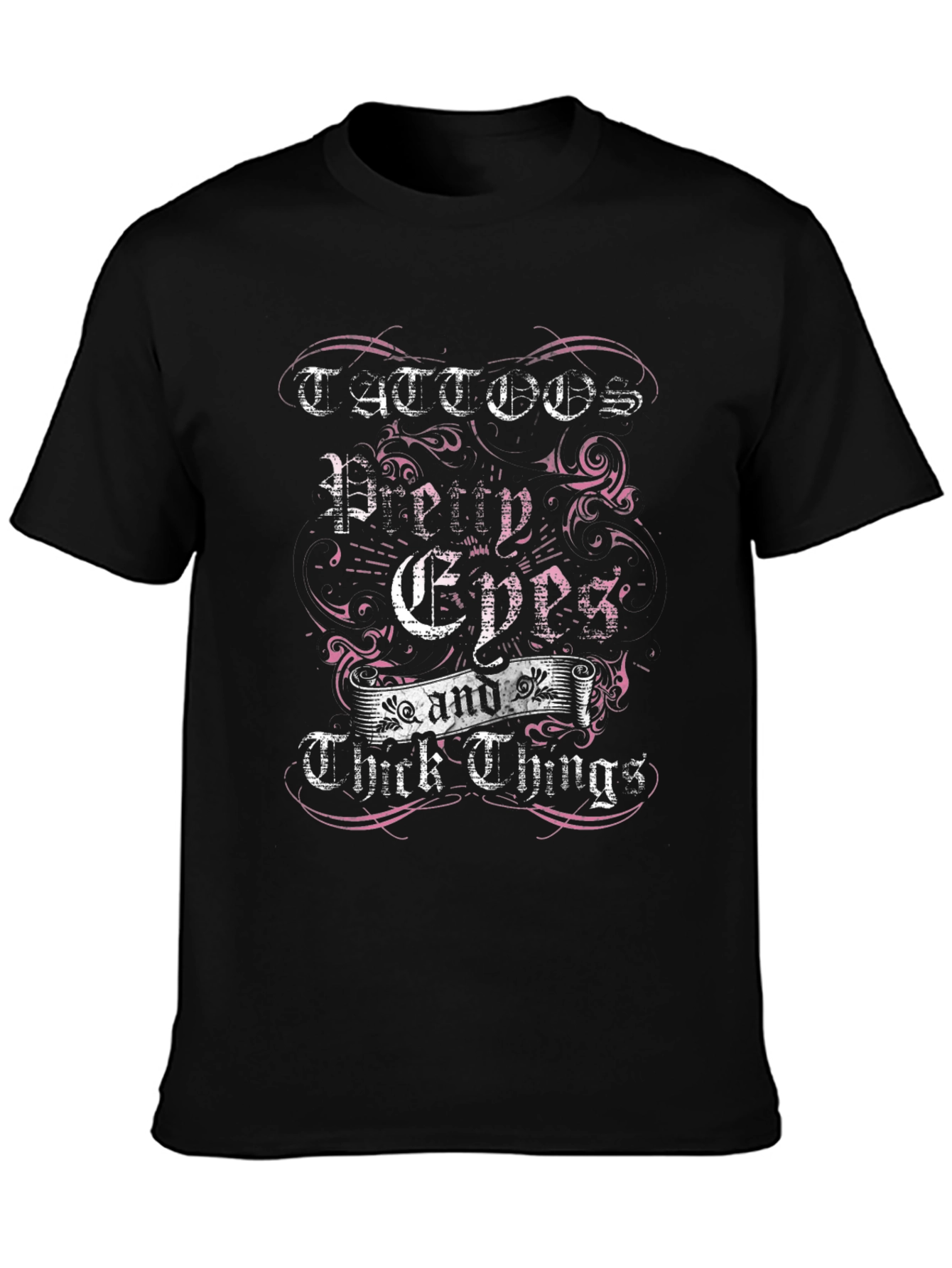 Tattoos Pretty Eyes & Thick Things Black Graphic Tee
