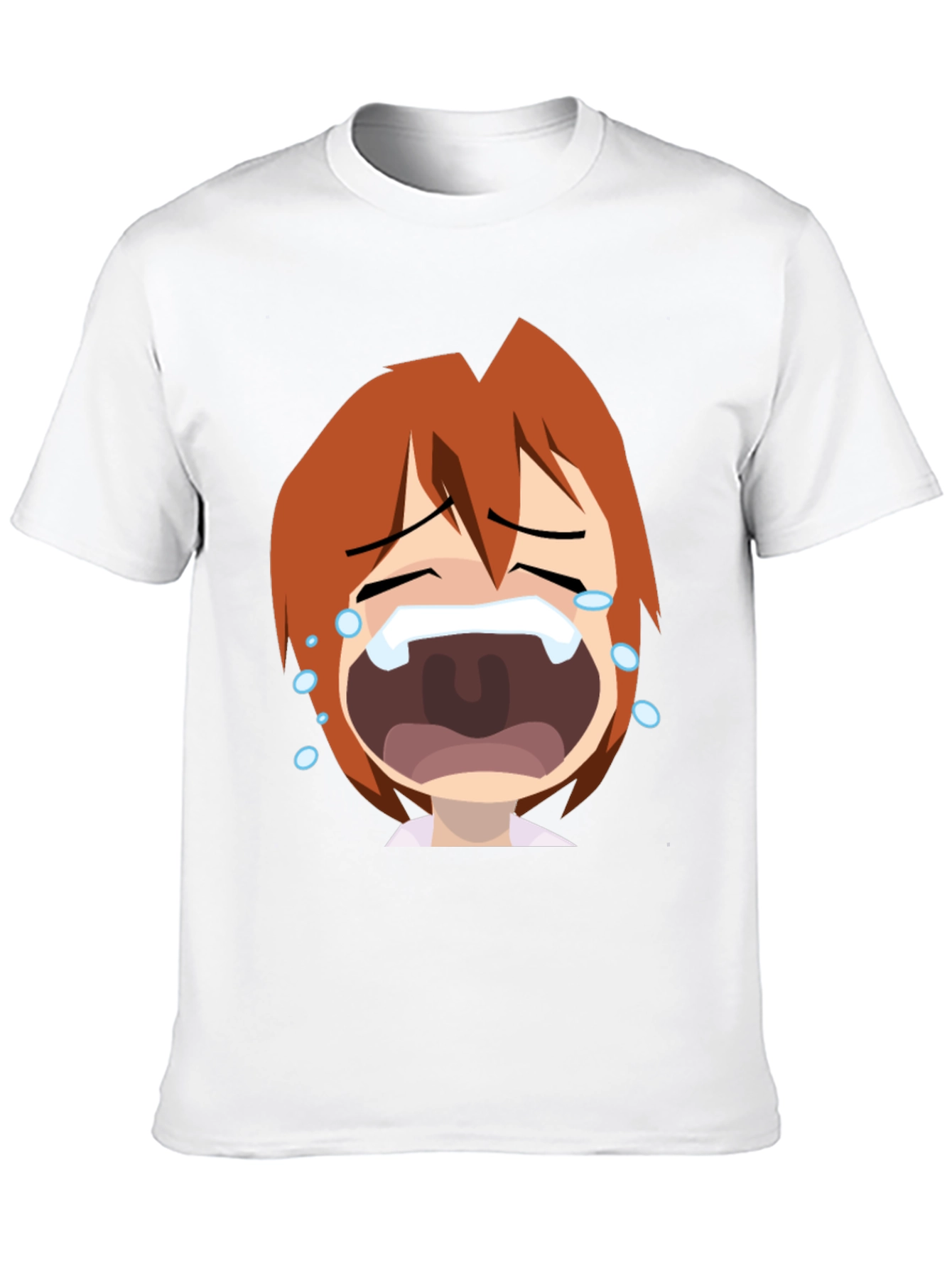 Anime Crying Face Graphic Tee - Black Unisex T-Shirt