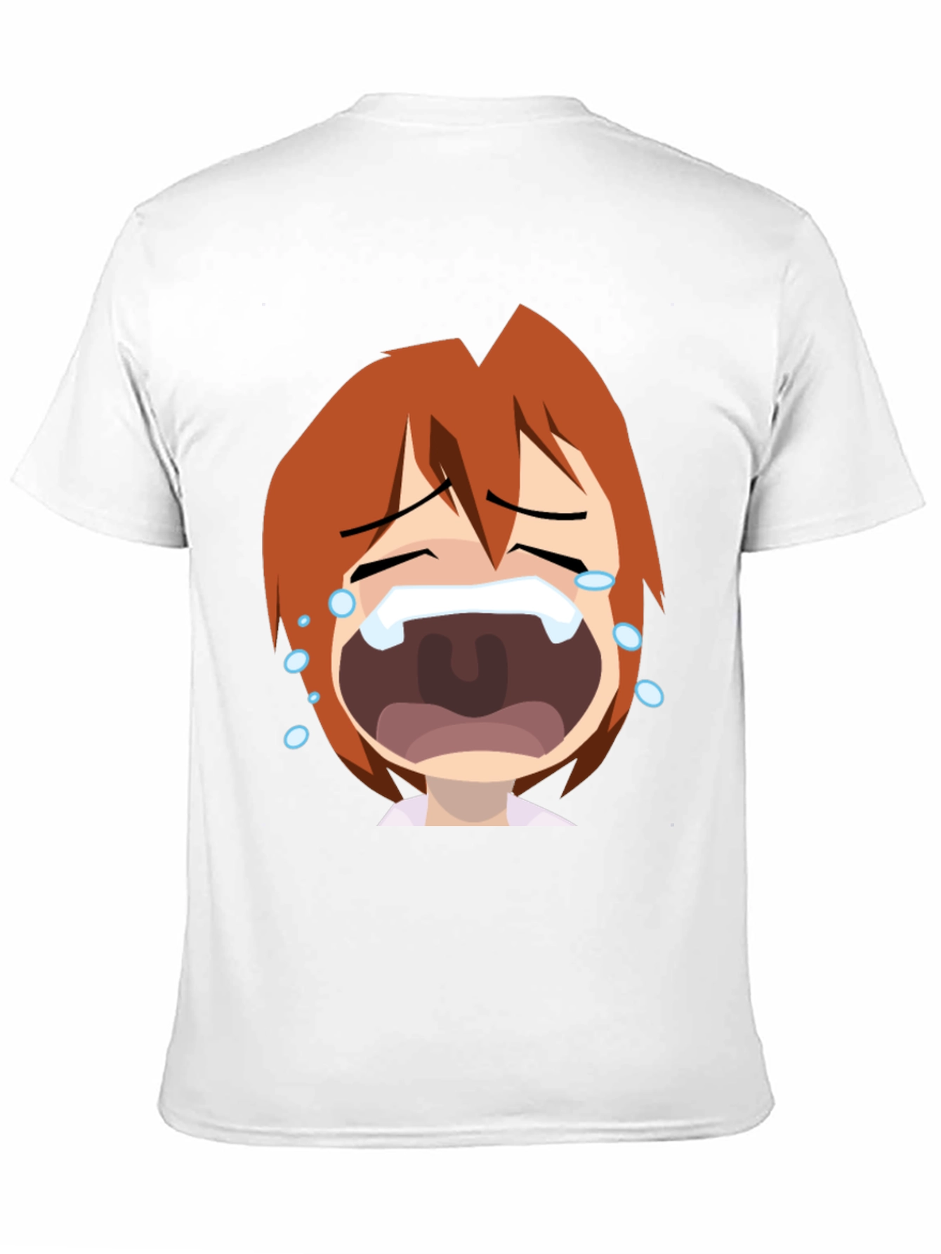 Anime Crying Face Graphic Tee - Black Unisex T-Shirt
